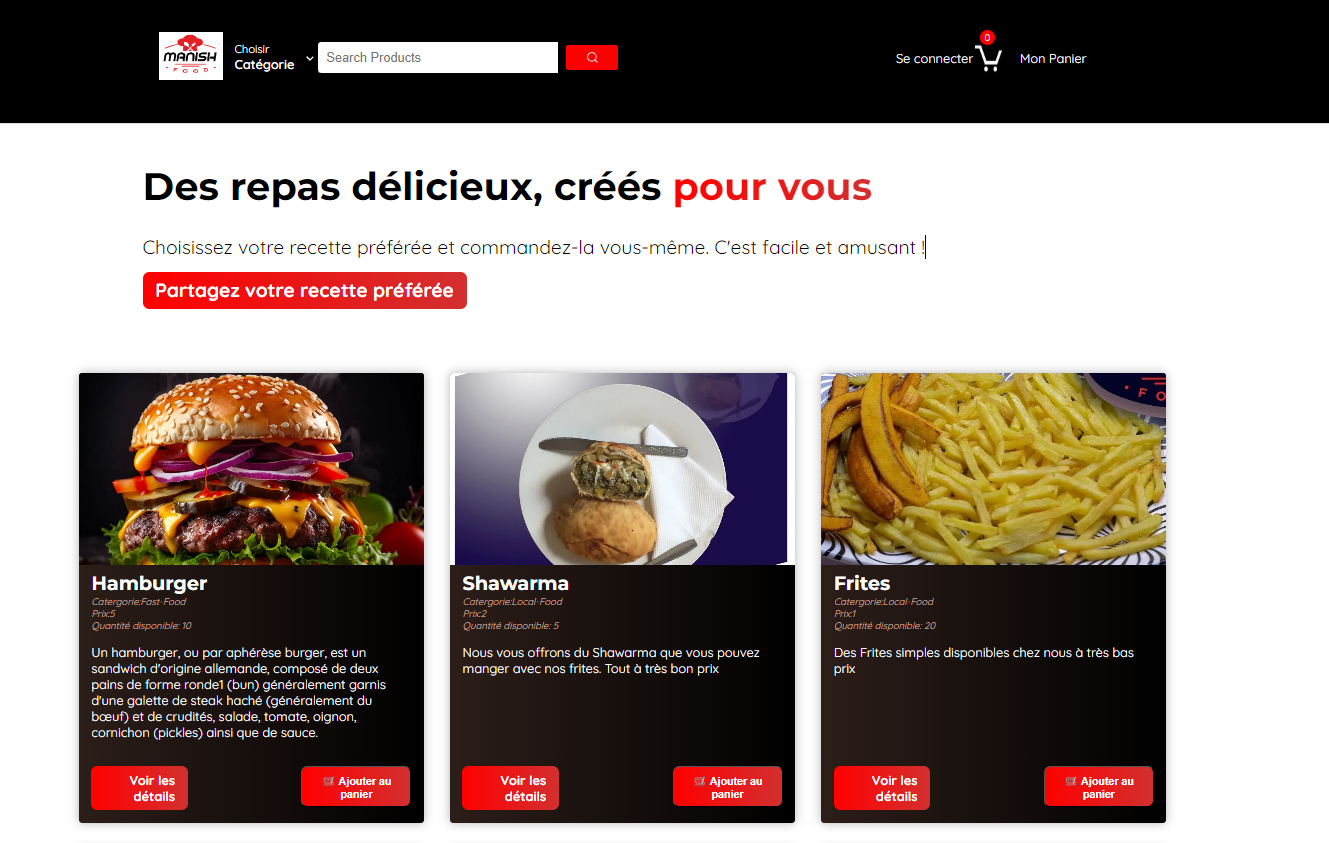 A restaurant website with orders and payment integration